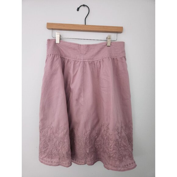 6 MERONA knee length SKIRT lined embroidered pink mauve 100% cotton dusty rose - Picture 2 of 9